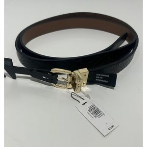 EXPRESS Black Croco-Embossed Faux Leather Belt Reversible Brown Womens L